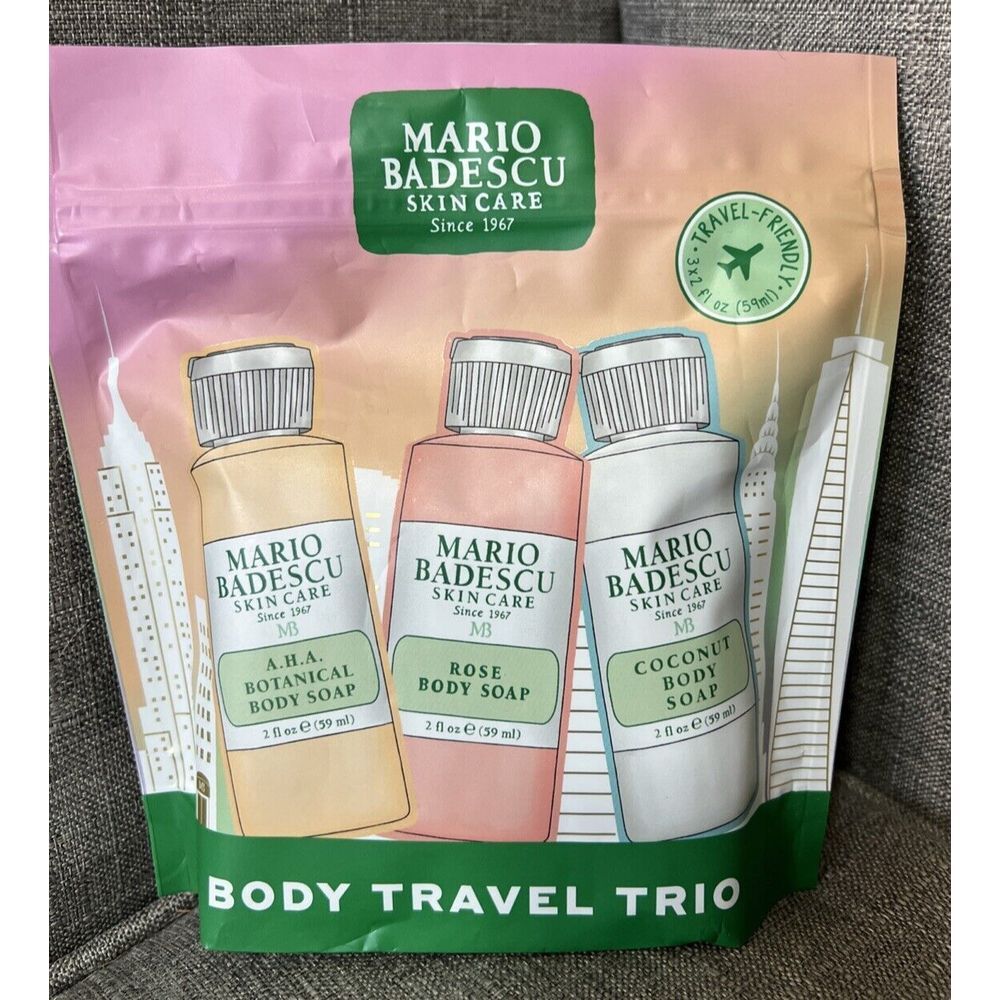 Mario Badescu Skin Care Body Soap Travel Trio Rose, Coconut, Botanical 2 fl oz